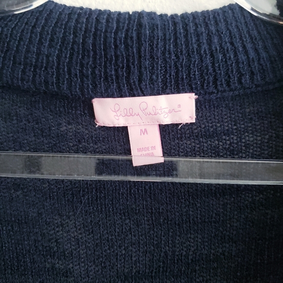 Lilly Pulitzer Amalie Navy Long Sleeve Cardigan - Picture 6 of 7
